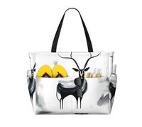 WZYCWB Bolsa de viaje de playa con estampado de antílopes extraños para natación y fitness, compras en supermercados, vacaciones junto al mar