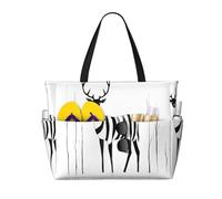 WZYCWB Bolsa de viaje de playa con estampado de ciervos extraños para natación y fitness, compras en supermercados, vacaciones junto al mar