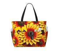 WZYCWB Bolsa de viaje de playa con estampado de girasol rojo y amarillo para natación y fitness, compras en supermercados, vacaciones junto al mar