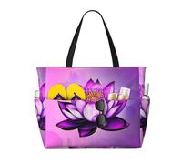 WZYCWB Bolsa de viaje de playa con estampado de loto morado para natación y fitness, compras en supermercados, vacaciones junto al mar