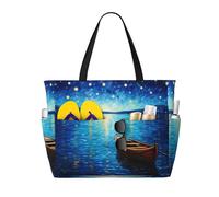 WZYCWB Bolsa de viaje de playa con estampado Sea in Starlight para natación y fitness, compras en supermercados, vacaciones junto al mar