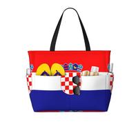 WZYCWB Bolsa de viaje de playa impresa con la bandera de la República de Croacia para natación y fitness, compras en supermercados, vacaciones junto al mar