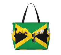 WZYCWB Bolsa de viaje plegable con diseño de bandera de Jamaica, bolsa de playa de gran capacidad con cremallera, perfecta para bolsas de compras, piscina, gimnasio, compras de viaje,