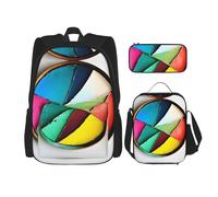 WZYCWB Bolsa escolar redonda + estuche + lonchera combinada adecuada para viajes diarios