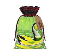 WZYCWB Bolsas de regalo de arpillera con cordón, bolsas de regalo de Navidad de pato verde, bolsas de regalo de Navidad de 8.3 x 11.8 pulgadas