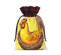 WZYCWB Bolsas de regalo de arpillera con cordón, nido de pájaro, pollo dorado, suministros de fiesta de Navidad, bolsas de regalo de Navidad, bolsas de regalo de Navidad de 8.3 x 11.8 pulgadas
