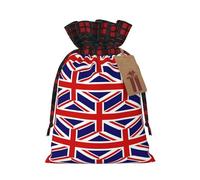 WZYCWB Bolsas de regalo de Navidad con bandera del Reino Unido, bolsas de regalo de arpillera con cordón para suministros de fiesta de Navidad, bolsas de decoración, 8.3 x 11.8 pulgadas