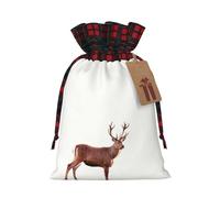 WZYCWB Bolsas de regalo de Navidad con diseño de ciervo rojo mirando hacia atrás, para decoración de suministros de fiesta de Navidad, bolsas de regalo de arpillera con cordón de 8.3 x 11.8 pulgadas,