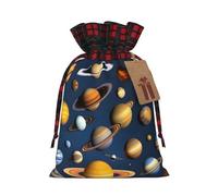 WZYCWB Bolsas de regalo de Navidad con diseño de planetas del sistema solar, bolsas de regalo de arpillera con cordón para suministros de fiesta de Navidad, bolsas de decoración, 8.3 x 11.8 pulgadas