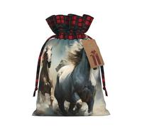 WZYCWB Bolsas de regalo de Navidad de caballos corriendo salvajes en el río, bolsas de regalo de arpillera con cordón para suministros de fiesta de Navidad, bolsas de decoración, 8.3 x 11.8 pulgadas