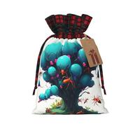 WZYCWB Bolsas de regalo de Navidad de colonia de hormigas de neón para decoración de suministros de fiesta de Navidad, bolsas de regalo de arpillera con cordón de 8.3 x 11.8 pulgadas,