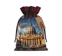 WZYCWB Bolsas de regalo de Navidad de la Basílica de San Pedro para decoraciones de suministros de fiesta de Navidad, bolsas de regalo de arpillera con cordón de 8.3 x 11.8 pulgadas,