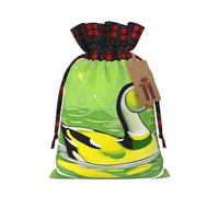 WZYCWB Bolsas de regalo de Navidad de pato verde, bolsas de regalo de arpillera con cordón para suministros de fiesta de Navidad, bolsas de decoración, 8.3 x 11.8 pulgadas