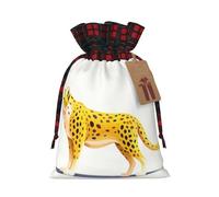 WZYCWB Bolsas de regalo de Navidad originales de guepardo para decoraciones de suministros de fiesta de Navidad, bolsas de regalo de arpillera con cordón de 8.3 x 11.8 pulgadas,