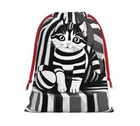 WZYCWB Bolsas de regalo impresas en L de gatito a rayas blancas y negras, perfectas para bodas, Navidad, cumpleaños y fiestas, S - L