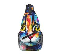 WZYCWB Bolso bandolera con estampado de gatos pintados para hombre, mochila de hombro casual con correa ajustable para correr, senderismo y viajes diarios