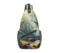 WZYCWB Bolso bandolera con estampado de pájaros del bosque para hombre, mochila de hombro casual con correa ajustable para correr, senderismo y viajes diarios
