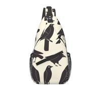 WZYCWB Bolso bandolera para hombre con estampado de cuervo negro, mochila de hombro casual con correa ajustable para correr, senderismo y viajes diarios