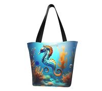 WZYCWB Bolso de hombro de moda con caballito de mar de coral de fondo marino, bolso cruzado para mujer, adecuado para viajes de fin de semana, bolsa de hombro de compras