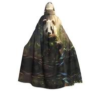 WZYCWB Bonita capa con capucha con estampado de plantas de panda, bata de cosplay para hombres y mujeres, disfraz de Halloween para adultos