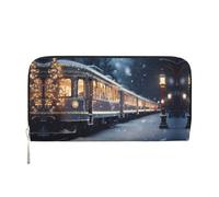 WZYCWB Bonita cartera con cremallera impresa con tren nocturno nevado, perfecta para viajes, negocios y uso diario. Capacidad para teléfonos celulares y dinero en efectivo.