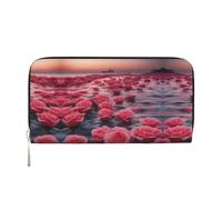 WZYCWB Bonitas bolsas de mano de piel de gato negro con cremallera y tarjeteros, perfectas para viajes o uso diario, Roses By The Sea, Talla única