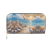 WZYCWB Bonitas bolsas de mano de piel de gato negro con cremallera y tarjeteros, perfectas para viajes o uso diario, Muchas gaviotas bonitas, Talla única