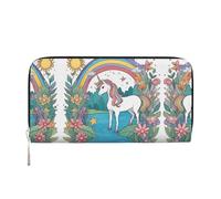 WZYCWB Bonitas bolsas de mano de piel de gato negro con cremallera y tarjeteros, perfectas para viajes o uso diario, Unicornios junto al río, Talla única