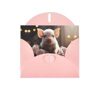 WZYCWB Bonitas tarjetas con patrón rosa de cerdo joven, tarjetas de felicitación navideñas, adecuadas para familiares, amigos y parejas