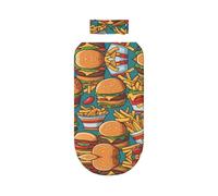 WZYCWB Bonito juego de manta con estampado de hamburguesas fritas + bonita diadema, manta para bebé después del baño