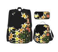 WZYCWB Bright Lilies - Juego de mochila (3 piezas), mochila escolar para estudiantes + estuche + bolsa de almuerzo, mochila de gran capacidad