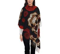 WZYCWB Bufanda de borla con estampado de sangre de calavera rosa para mujer, un accesorio de moda ideal para tu novia, madre, mejor amiga.