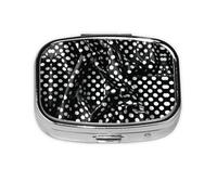 WZYCWB Caja de almacenamiento de pastillas cuadrada de viaje con puntos corrugados en blanco y negro, mini pastillero portátil (pastillero de 2 compartimentos), caja de almacenamiento de medicamentos