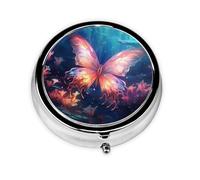 WZYCWB Caja de medicina redonda con estampado de mariposas mágicas, ligera y portátil