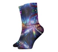 WZYCWB Calcetines cálidos de media pantorrilla con estampado de carreteras del futuro, cómodos, transpirables, agradables al tacto, versátiles para el uso diario