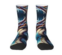 WZYCWB Calcetines deportivos elásticos con estampado de dragón rugiente blanco a media pantorrilla, adecuados para correr, fitness y entrenamientos diarios, blanco, Altoa única