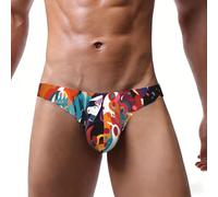 WZYCWB Calzoncillos de bikini sexy para hombre, con estampado de acuarela extraña, ropa interior cómoda y ajustada, Negro, M
