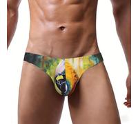 WZYCWB Calzoncillos de bikini sexy para hombre, diseño de loro tonto, traje de baño de playa estampado, ropa interior cómoda y ajustada, Negro, M