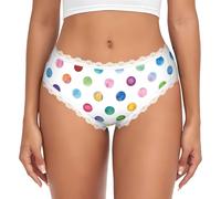 WZYCWB Calzoncillos de encaje para mujer con estampado de lunares, color azul, impresión de transferencia, talle bajo, bragas suaves de poliéster y elastano sin costuras, blanco, L-3XL