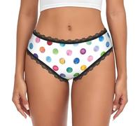 WZYCWB Calzoncillos de encaje para mujer con estampado de lunares, color azul, impresión de transferencia, talle bajo, bragas suaves de poliéster y elastano sin costuras, Negro, XL-3XL