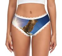 WZYCWB Calzoncillos de encaje para mujer, diseño de águila y bandera de Estados Unidos, impresión de transferencia, talle bajo, poliéster y elastano, sin costuras, suaves, blanco, XL-3XL
