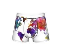 WZYCWB Calzoncillos tipo bóxer con estampado de mapa de colores para hombre, cintura elástica cómoda (S-4XL), Negro, XXL