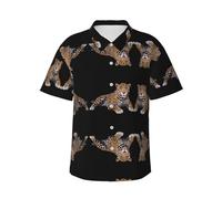 WZYCWB Camisa de verano con estampado de leopardo sentado para hombre, camisa de manga corta, estilo hawaiano, talla S-3XL, Negro, Large