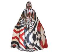 WZYCWB Capa con capucha con patrón de ilusión de cuadrícula, capa de Halloween, fiesta rave y reunión familiar