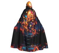 WZYCWB Capa con capucha de Halloween con estampado de notas musicales coloridas, bata de carnaval grande para bailes de máscaras, juego de rol
