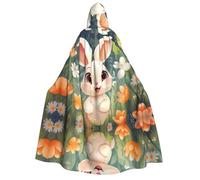 WZYCWB Capa con capucha Happy Bunny para adultos: perfecta para fiestas de Halloween, cosplay, actuaciones escénicas y reuniones temáticas.