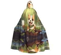 WZYCWB Capa con capucha Happy sitting Dog para adultos: perfecta para fiestas de Halloween, cosplay, actuaciones escénicas y reuniones temáticas.