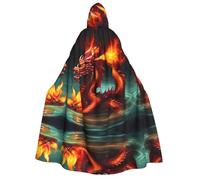 WZYCWB Capa con capucha para adultos Dragon King in Fire: perfecta para fiestas de Halloween, cosplay, actuaciones escénicas y reuniones temáticas.