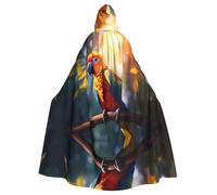 WZYCWB Capa de bola estampada de loro en una rama, bata de mago extendida para adultos, disfraz de mascarada, vestido de fiesta temática de carnaval