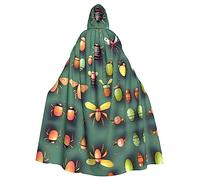 WZYCWB Capa de decoración de fiesta de adultos con estampado Atlas de insectos, capa con capucha de Halloween, unisex, Halloween, carnaval, bailes de máscaras, juego de rol